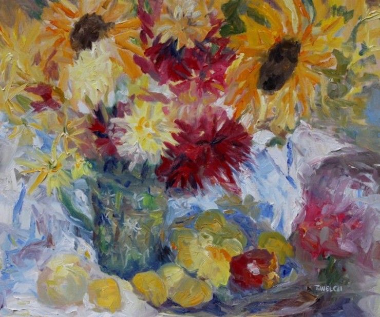 Plums, Apples and Mostly Sunflowers  by Terrill | Artwork Archive