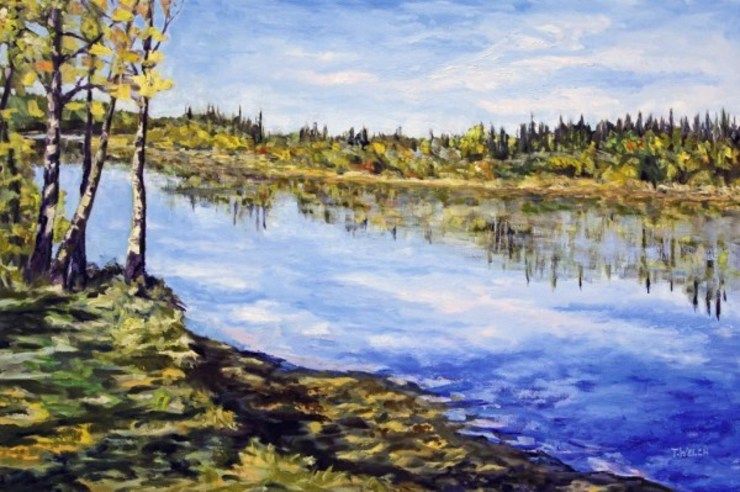 Stuart River Kicking Leaves by Terrill Welch  | Artwork Archive